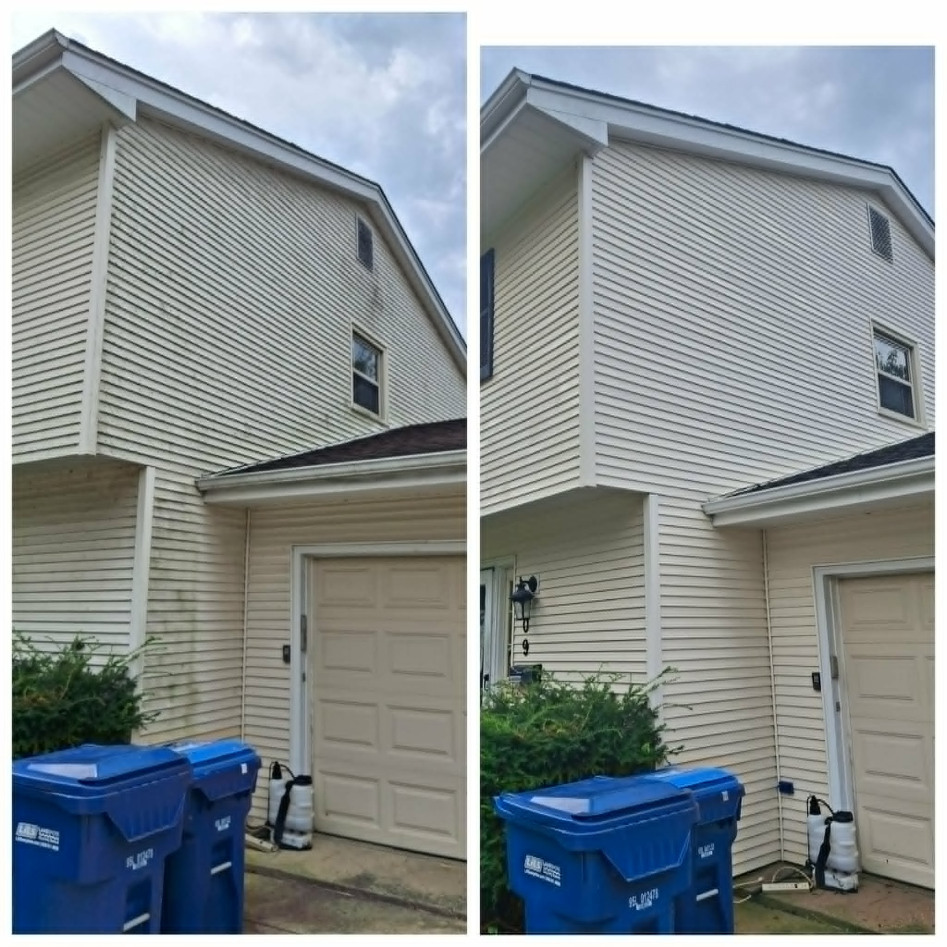 House siding soft washing before and after with mildew removal in the Fox Valley