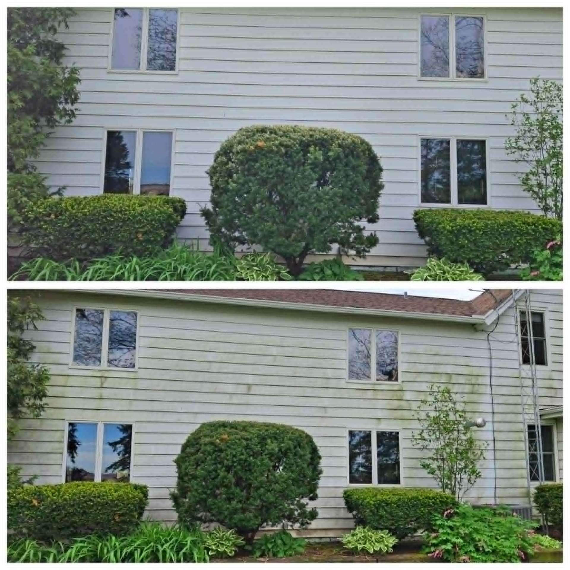 Home exterior side wall pressure washing results in the Fox Valley